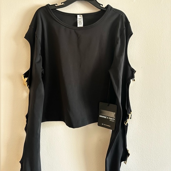 Savage X Fenty Tops - Savage X Fenty Black Cutout Crop Top Brand New
